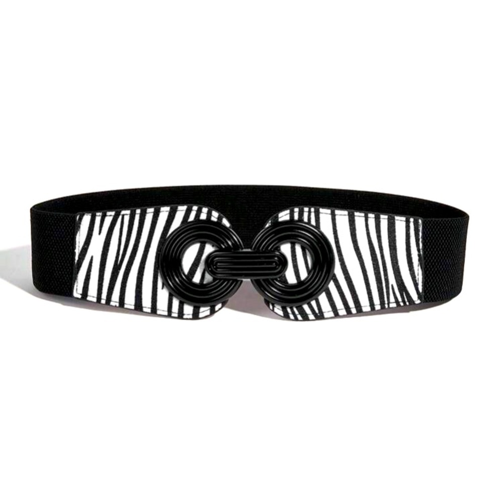 01 - Stylish Black and White Zebra waistband Print Belt synthetic fur.